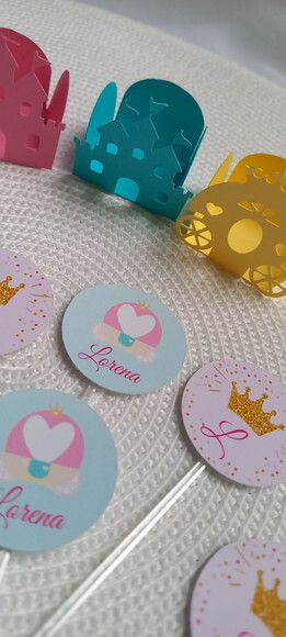 Kit 30 Itens Forminhas e Topper Princesa Castelo Encantado