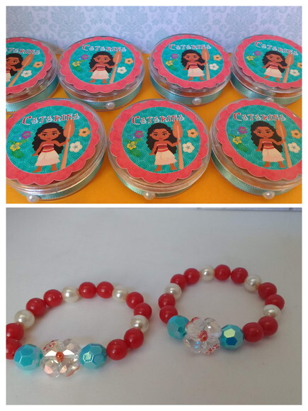 Lembrancinha Moana Pulseira+ Bolsinha
