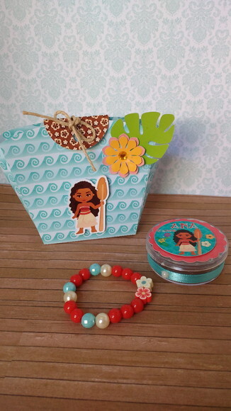 Lembrancinha Moana Pulseira+ Bolsinha