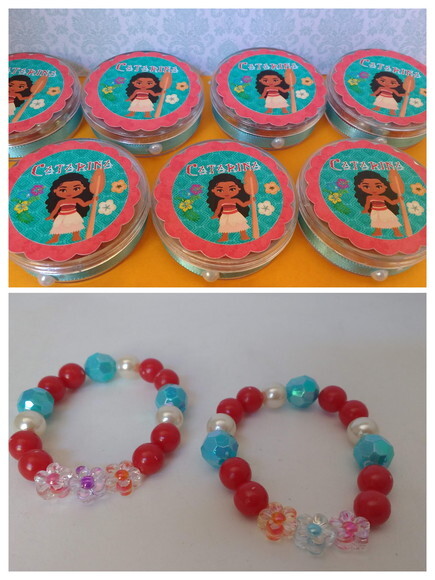 Lembrancinha Moana Pulseira+ Bolsinha