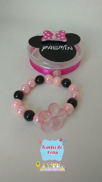 Lembrancinha pulseira Minie Rosa ou vermelha