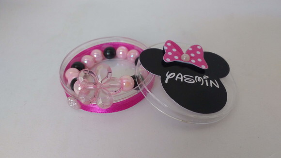 Lembrancinha pulseira Minie Rosa ou vermelha