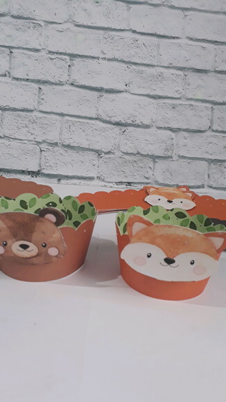 Saia para Cupcake Animais Floresta Selva Acampamento