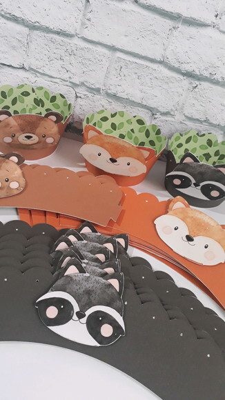 Saia para Cupcake Animais Floresta Selva Acampamento