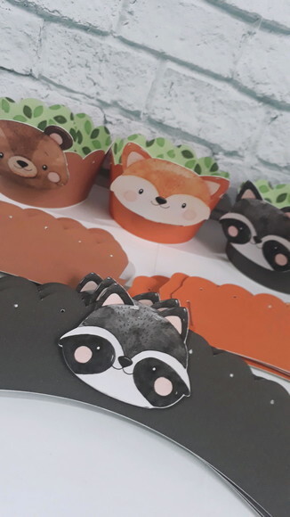 Saia para Cupcake Animais Floresta Selva Acampamento