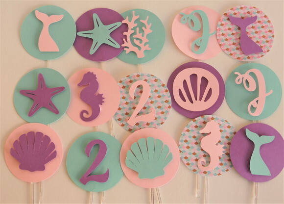 20 Tags e Topper Fundo do Mar