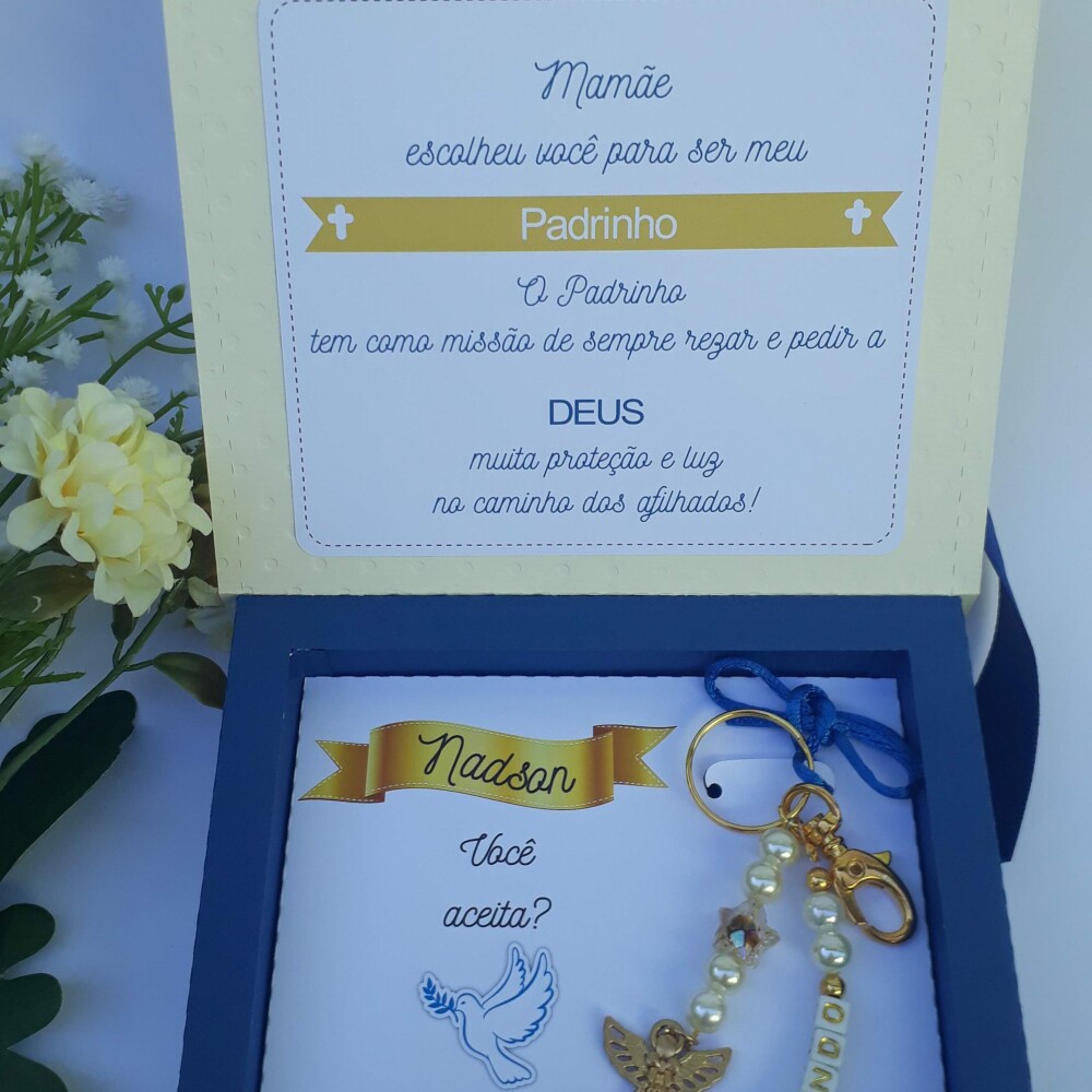 Convite Consagração Nossa Senhora Batismo com chaveiro