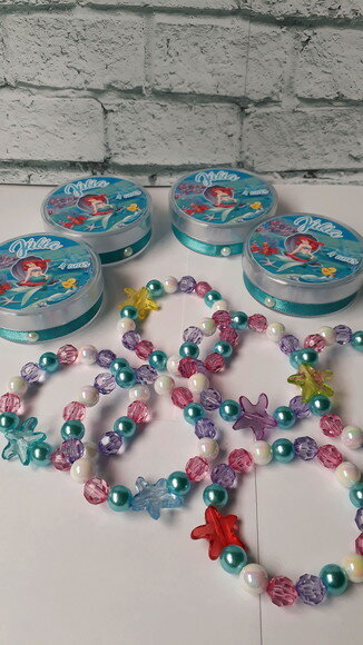 10 Lembrancinhas Pulseira Ariel Pequena Sereia