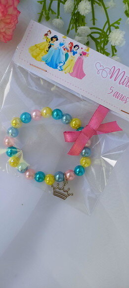10 Lembrancinhas Pulseira Princesas