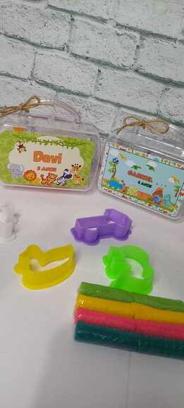 14 Mini Maletinha C/massinha Fazendinha Animais Dinossauro