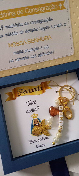 2 Chaveiro Madrinha/ Padrinho Batismo Consagração N. Senhora