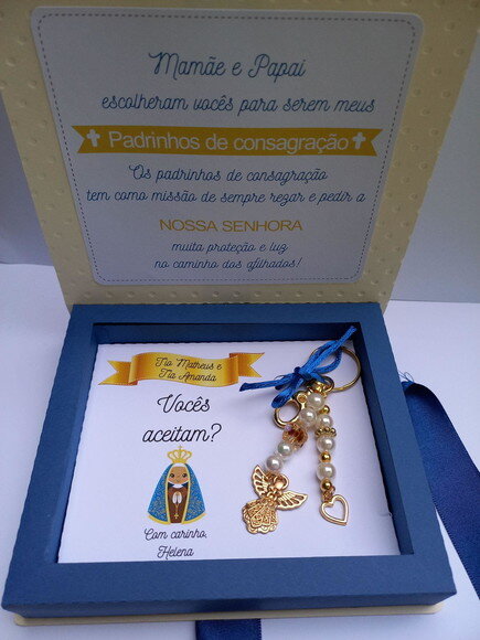 2 Convites Padrinhos Batismo ou Consagração Nossa Senhora