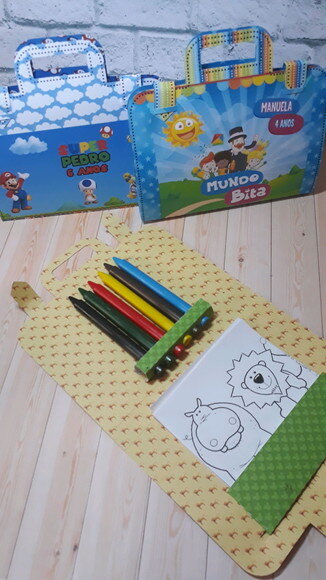 20 Mini Maletinha Lembrancinha Kit de Colorir Safári Qualquer te