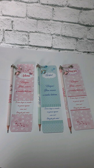 25 Lápis Personalizado Lembrancinha de Nascimento Chá Bebê