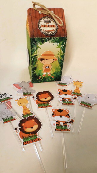 30 Tags topper Safari animais da floresta selva