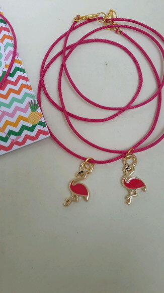 4 Colares Lembrancinha Flamingo