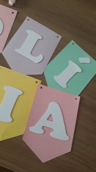 6 Bandeirolas Varal Nome Candy Color