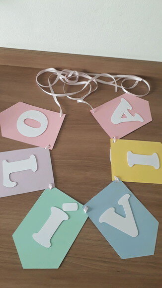 6 Bandeirolas Varal Nome Candy Color