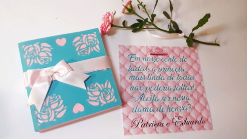 Convite dama de honra com pulseira e quebra-cabeça