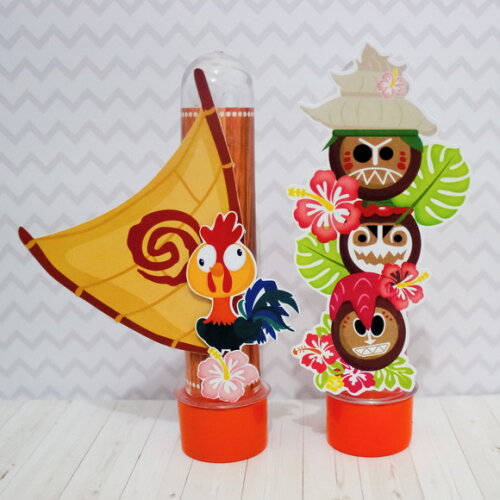 Kit 20 Itens Tubete e Latinha com Aplique Tag Moana