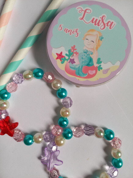 Kit 20 Lembrancinhas Pulseira Ariel ou Sereia