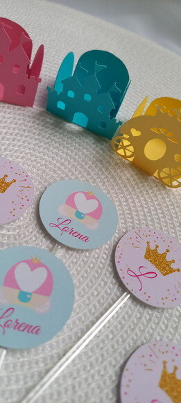 Kit 30 Itens Forminhas e Topper Princesa Castelo Encantado