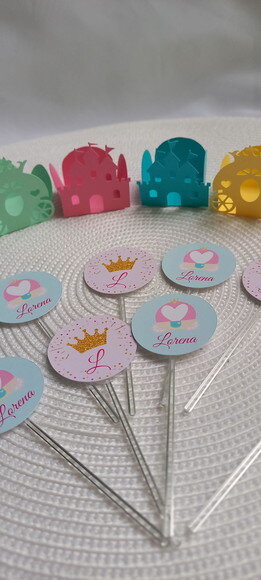 Kit 30 Itens Forminhas e Topper Princesa Castelo Encantado