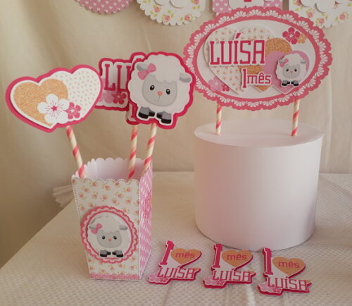 Kit Toppers Ovelhinha 20 unidades