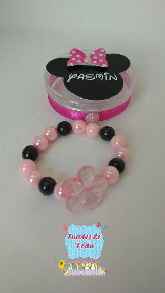 Lembrancinha pulseira Minie Rosa ou vermelha
