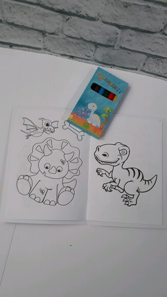 Livrinho de Colorir + Giz de Cera Dinossauro