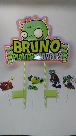 Topo de Bolo Plants Vs Zombie
