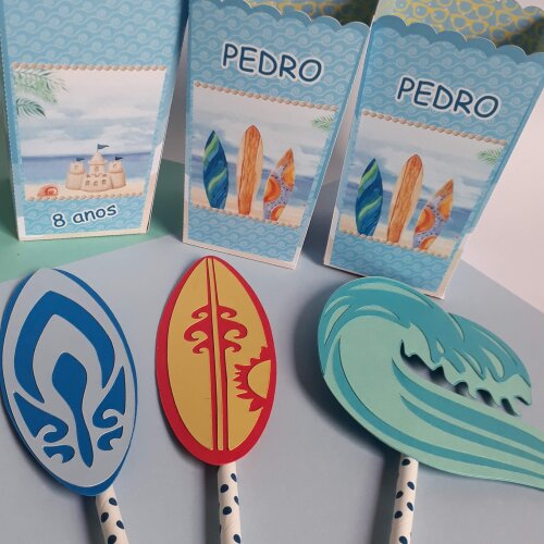 Centro de Mesa Cachepô + Topper Surf Praia