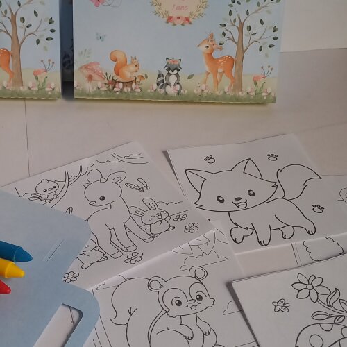 Mini Maletinha Animais da floresta aquarelada Kit de Colorir Lemb