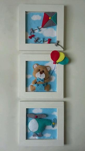 Trio de quadrinhos decorativo