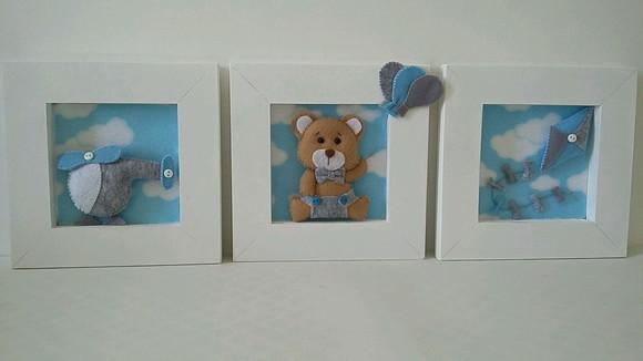 Trio de quadrinhos decorativo