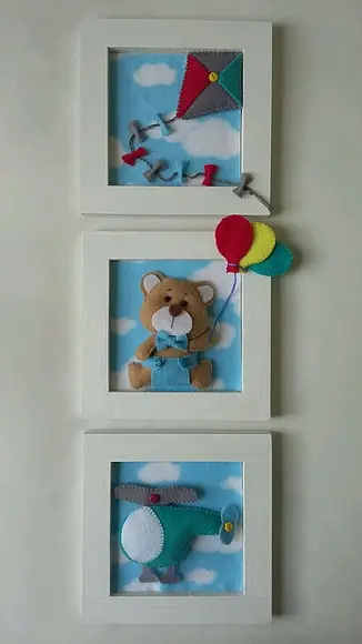 Trio de quadrinhos decorativo