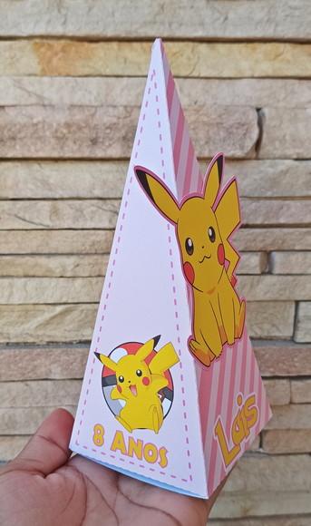 Caixa Pirâmide Pikachu Rosa - 10 Unidades