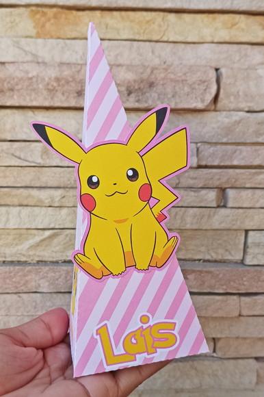 Caixa Pirâmide Pikachu Rosa - 10 Unidades