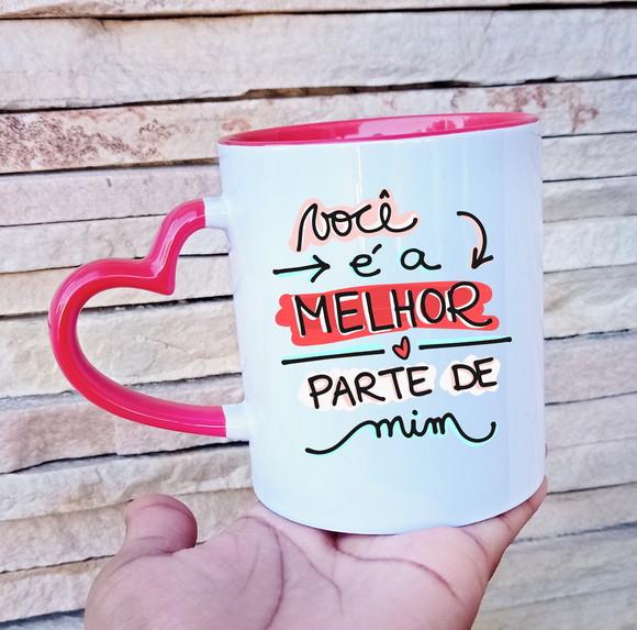 Caneca Alça de Coração Dia dos Namorados
