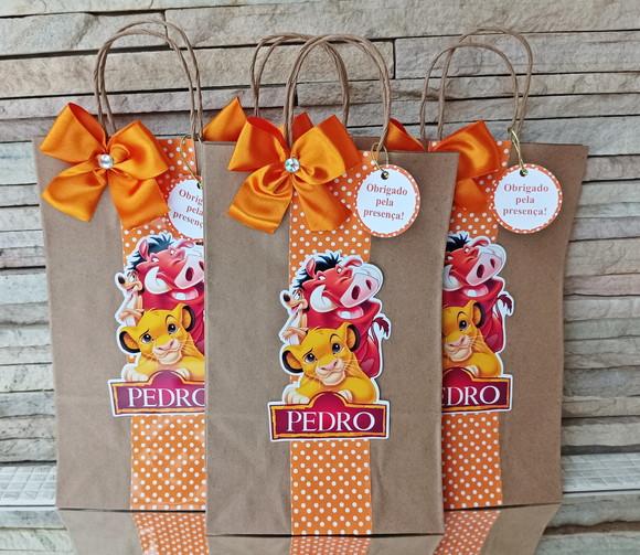 Sacolinha Personalizada Rei Leão - 10 Unidades