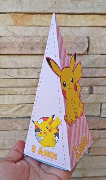Caixa Pirâmide Pikachu Rosa - 10 Unidades