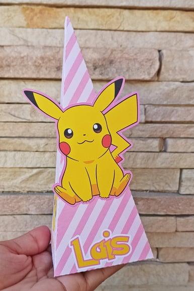 Caixa Pirâmide Pikachu Rosa - 10 Unidades