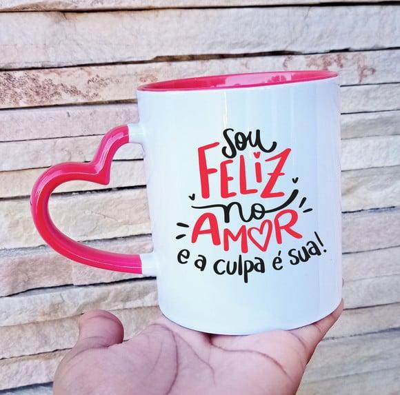 Caneca Alça de Coração Dia dos Namorados