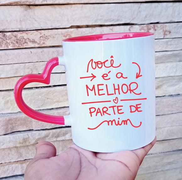 Caneca Alça de Coração Dia dos Namorados