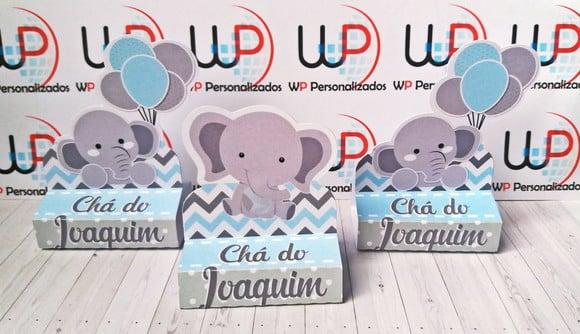 Kit Festa Elefantinho Cinza e Azul - 20 Unidades