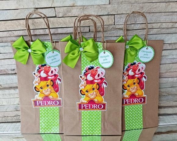 Sacolinha Personalizada Rei Leão - 10 Unidades