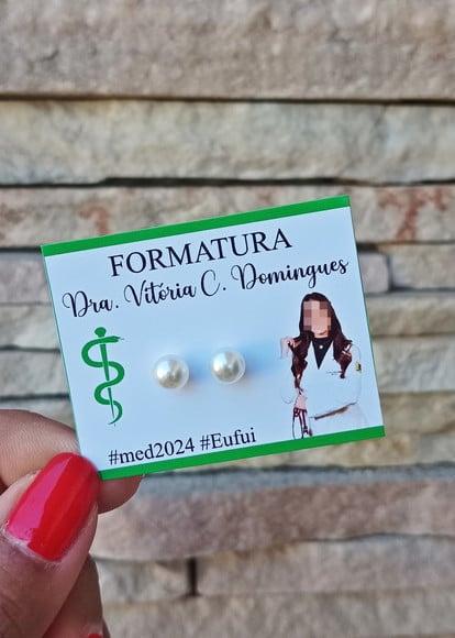 Tag Personalizada com Brinco + Foto Formatura - 100 Unidades