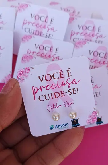 Brinco Pérola Brinde Outubro Rosa