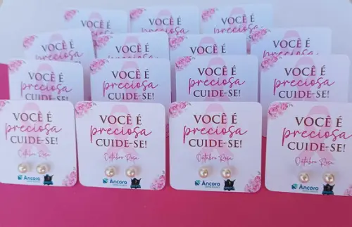 Brinco Pérola Brinde Outubro Rosa