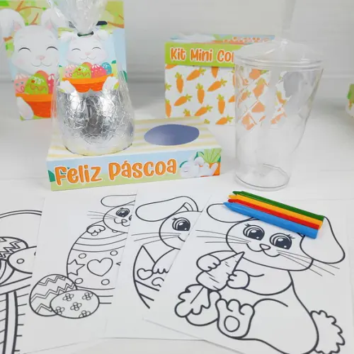 Caixa para Ovo e Copo Páscoa - Diversos Temas